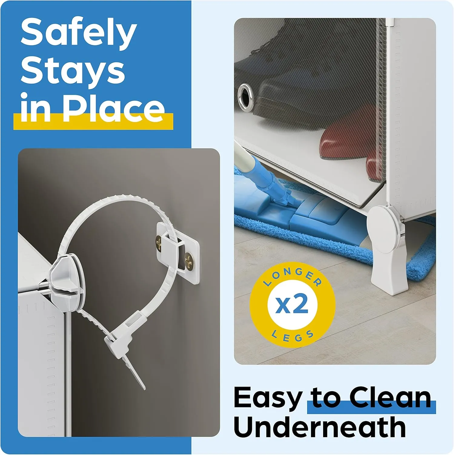 Shoe Organizer Cabinet Up to 32 Pairs, Shoe Closet-Portable Closed Shoe Rack with See-Through Door (Clear, Plastic, Stackable) Cubby Shoes Organizer with Covers, Hooks & Pockets, White