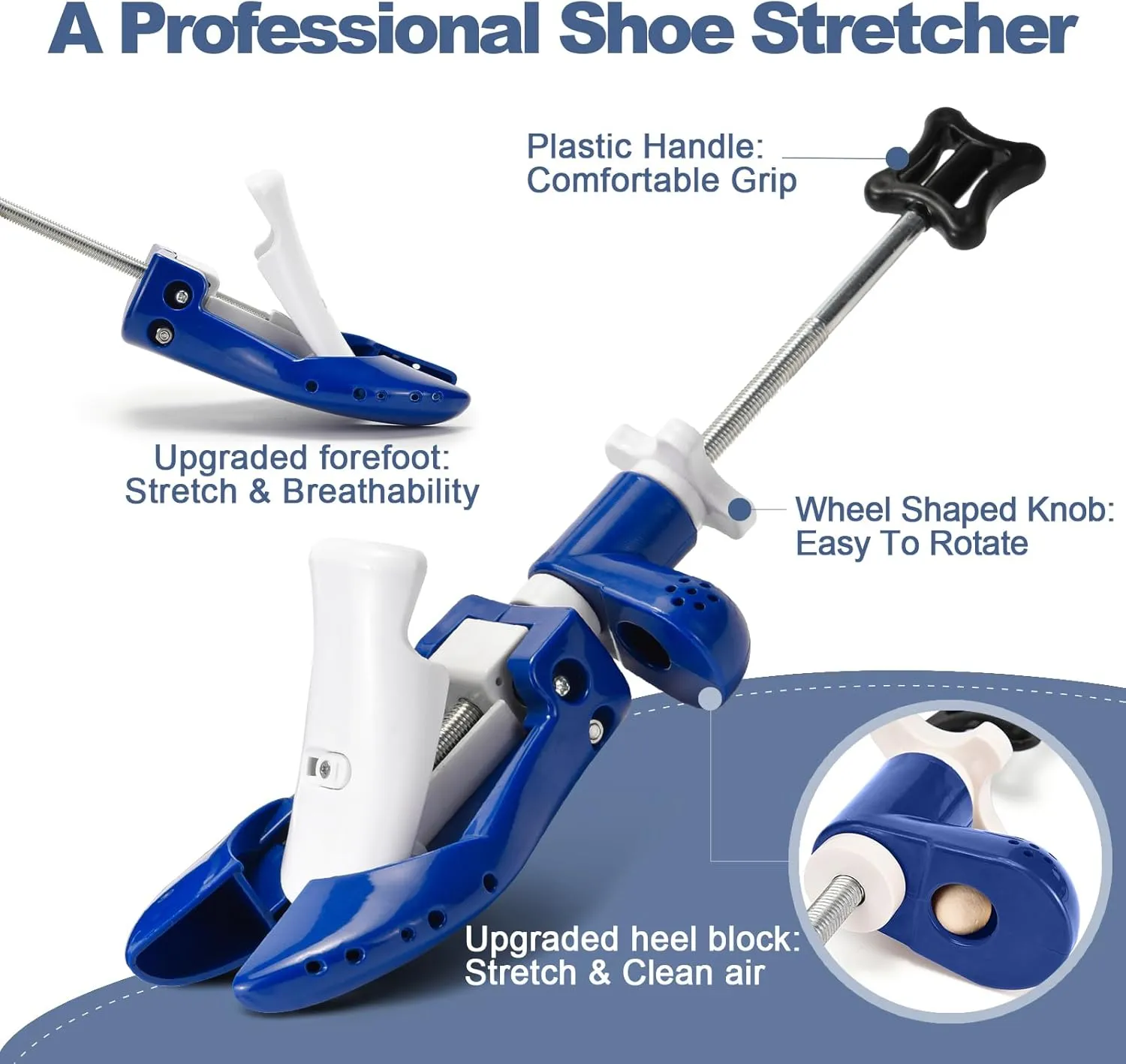 Shoe Stretcher for Men Women, 6-Way Adjustable Length Width & High Shoe Trees for Wide Feet Toe Box Thick Instep