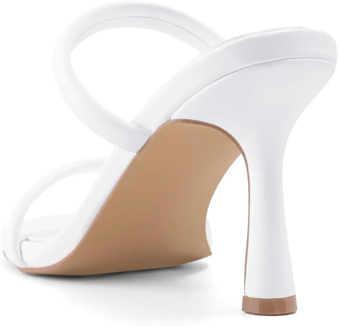 Shoe'N Tale Women's Strappy Heels Kitten Heeled Mules Two Straps Square Open Toe Slip On Sandals