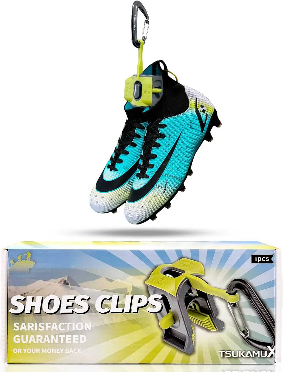 Shoes Clips for Backpack, Home Shoe Storage Space Saver, Plastic Clip, Outdoor Trip, Green