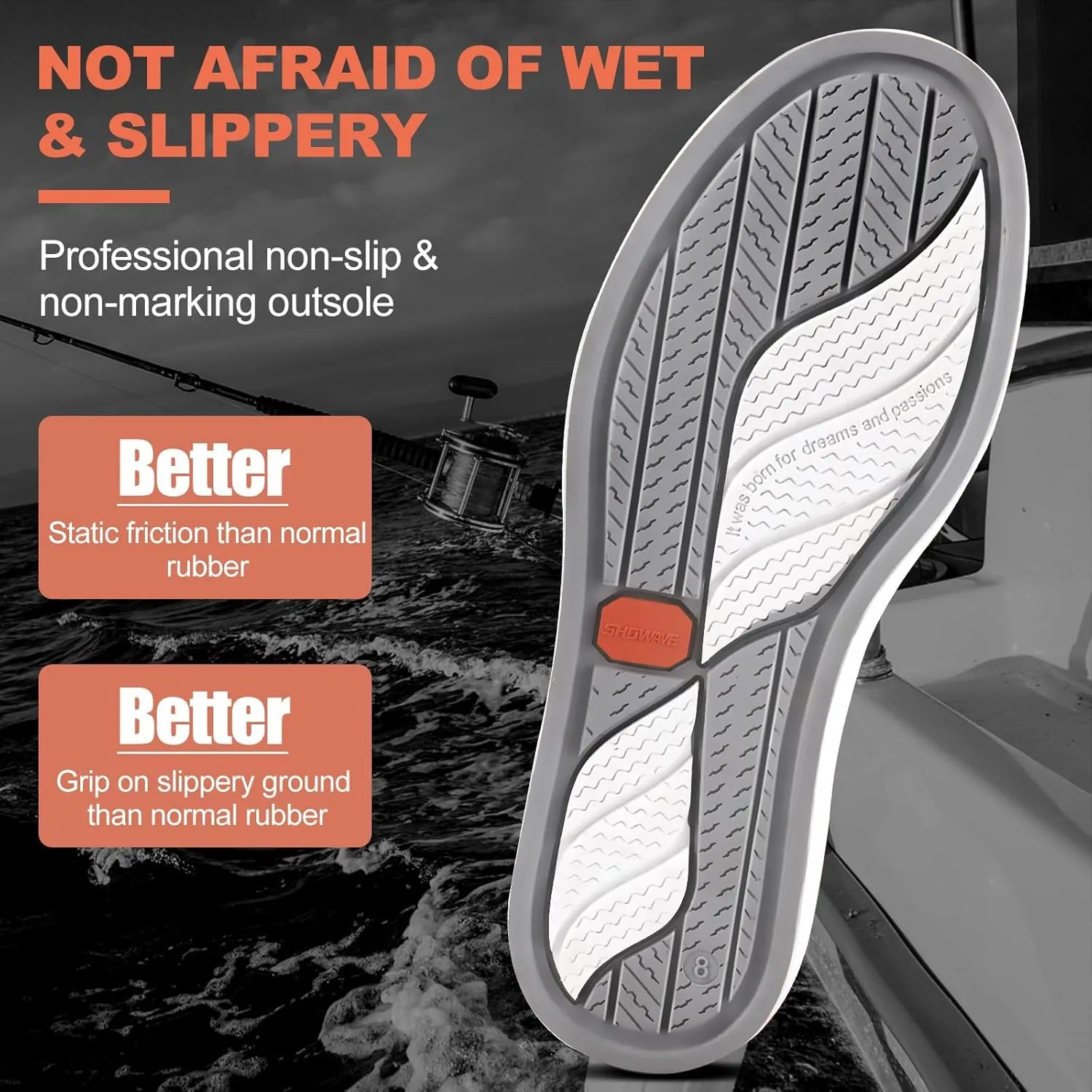 Showave Men's Deck Boots Waterproof Ankle Rubber Rain Boots Non-slip Boat Booties for Sailing Fishing and Outdoors