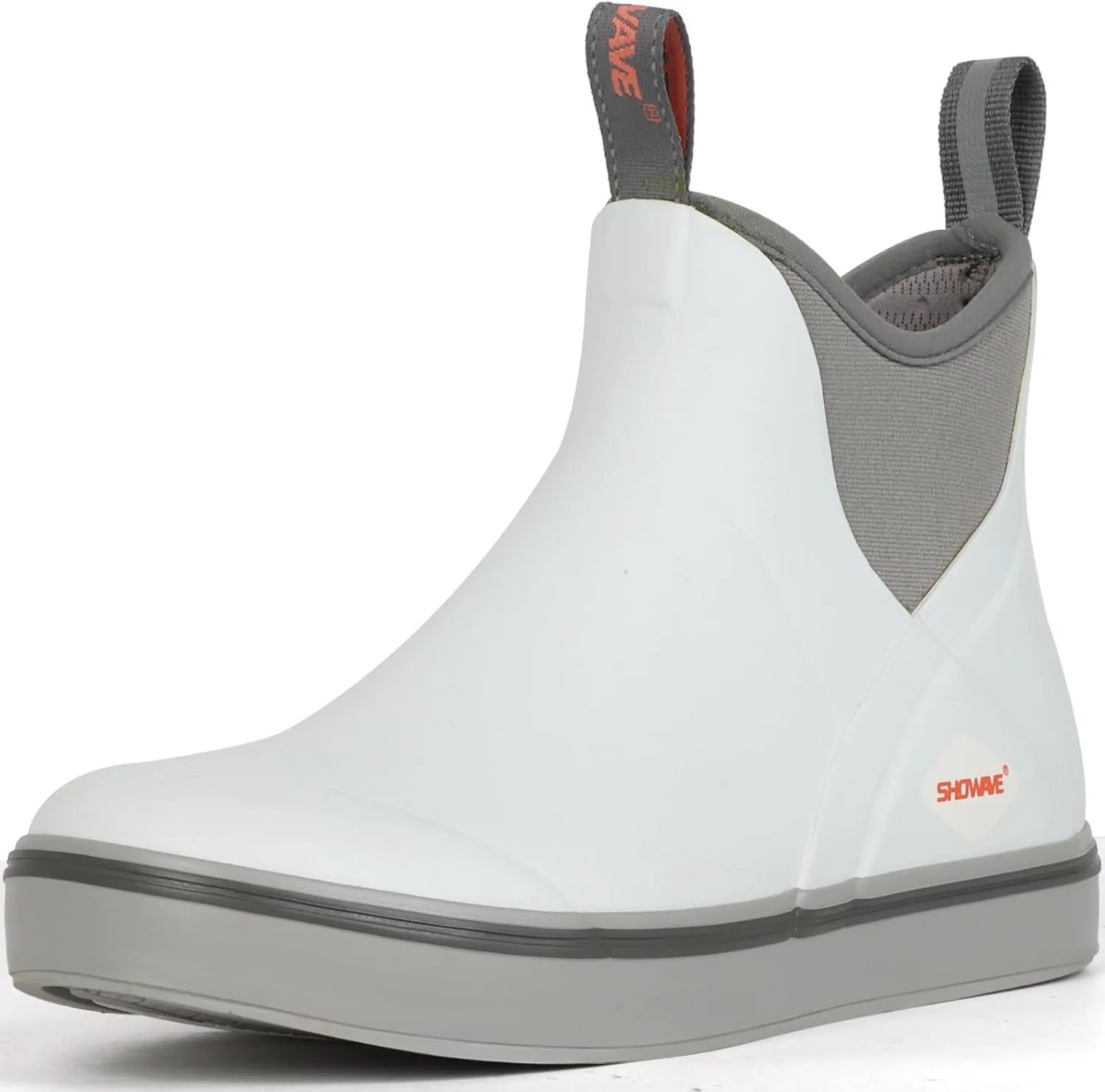 Showave Men's Deck Boots Waterproof Ankle Rubber Rain Boots Non-slip Boat Booties for Sailing Fishing and Outdoors