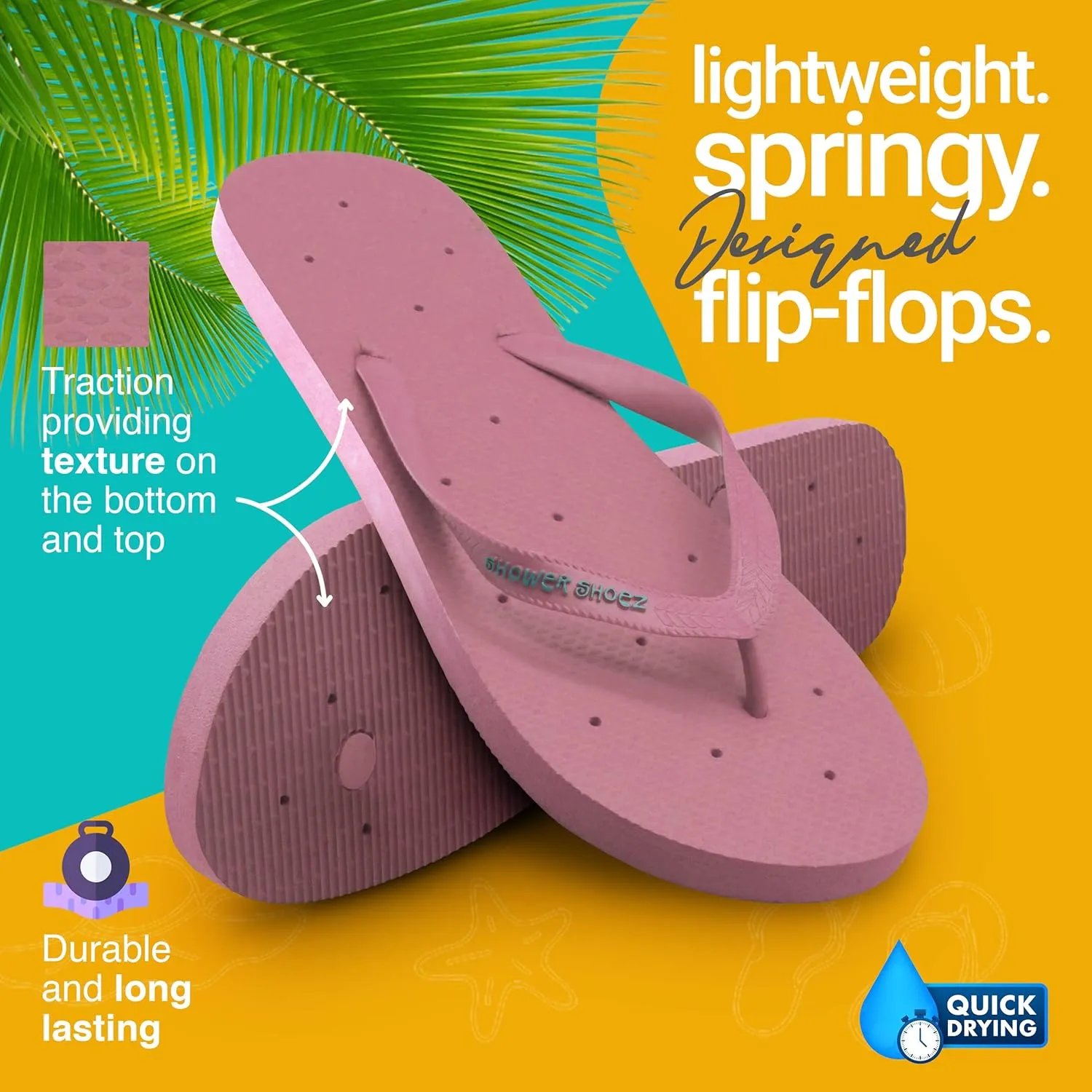 Shower Shoez Women's Non-Slip Pool Dorm Water Sandals Flip Flops