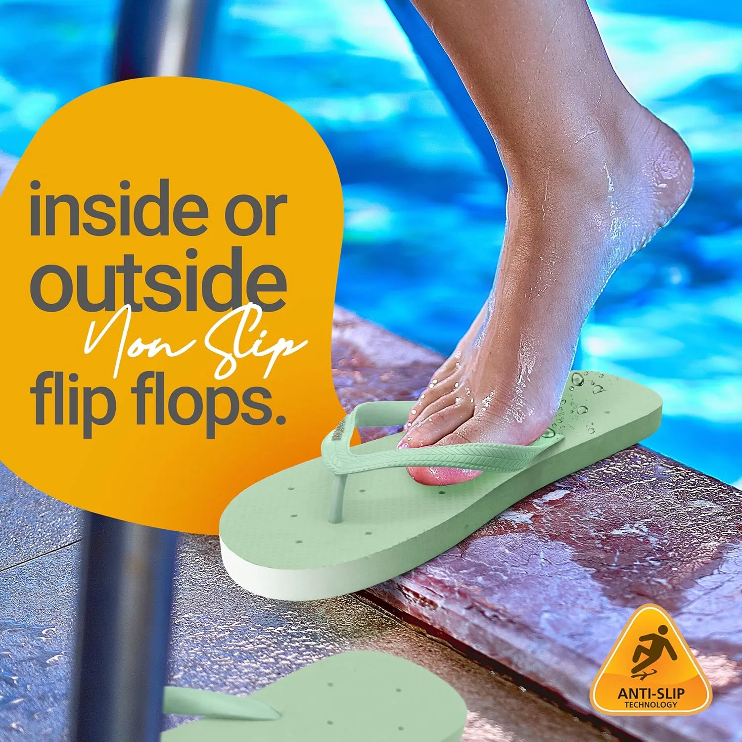 Shower Shoez Women's Non-Slip Pool Dorm Water Sandals Flip Flops