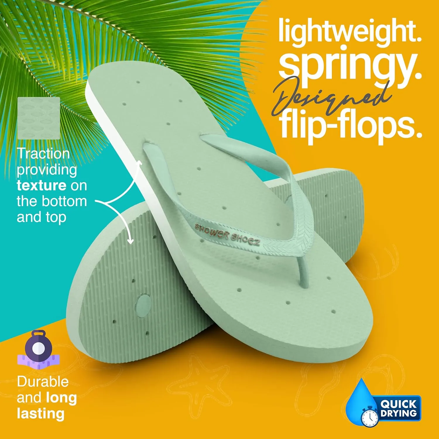 Shower Shoez Women's Non-Slip Pool Dorm Water Sandals Flip Flops