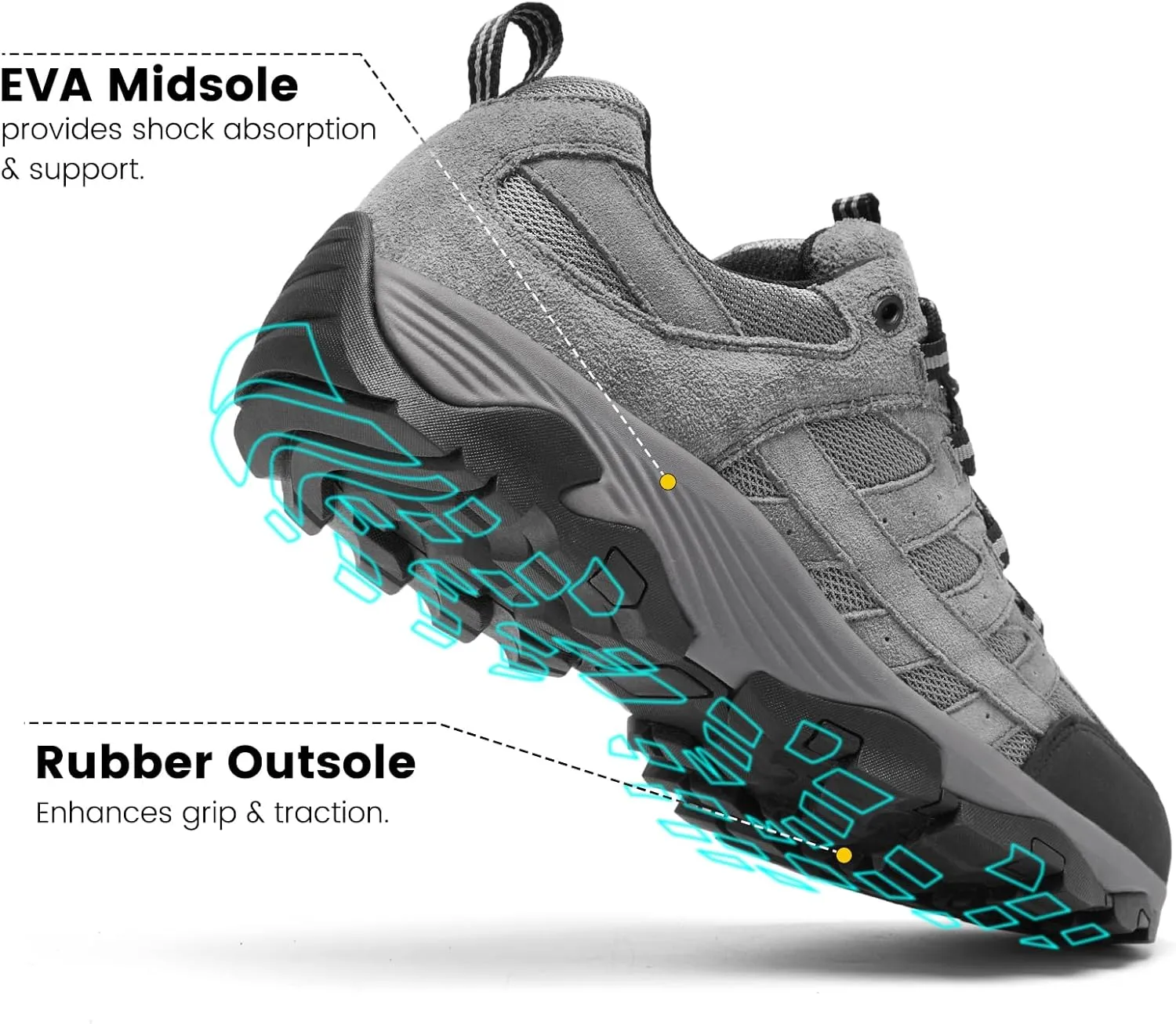 SHULOOK Men's Waterproof Hiking Shoes Lightweight Anti Slip Outdoor Ankle Boots Breathable Hike Trekking Trails Shoe