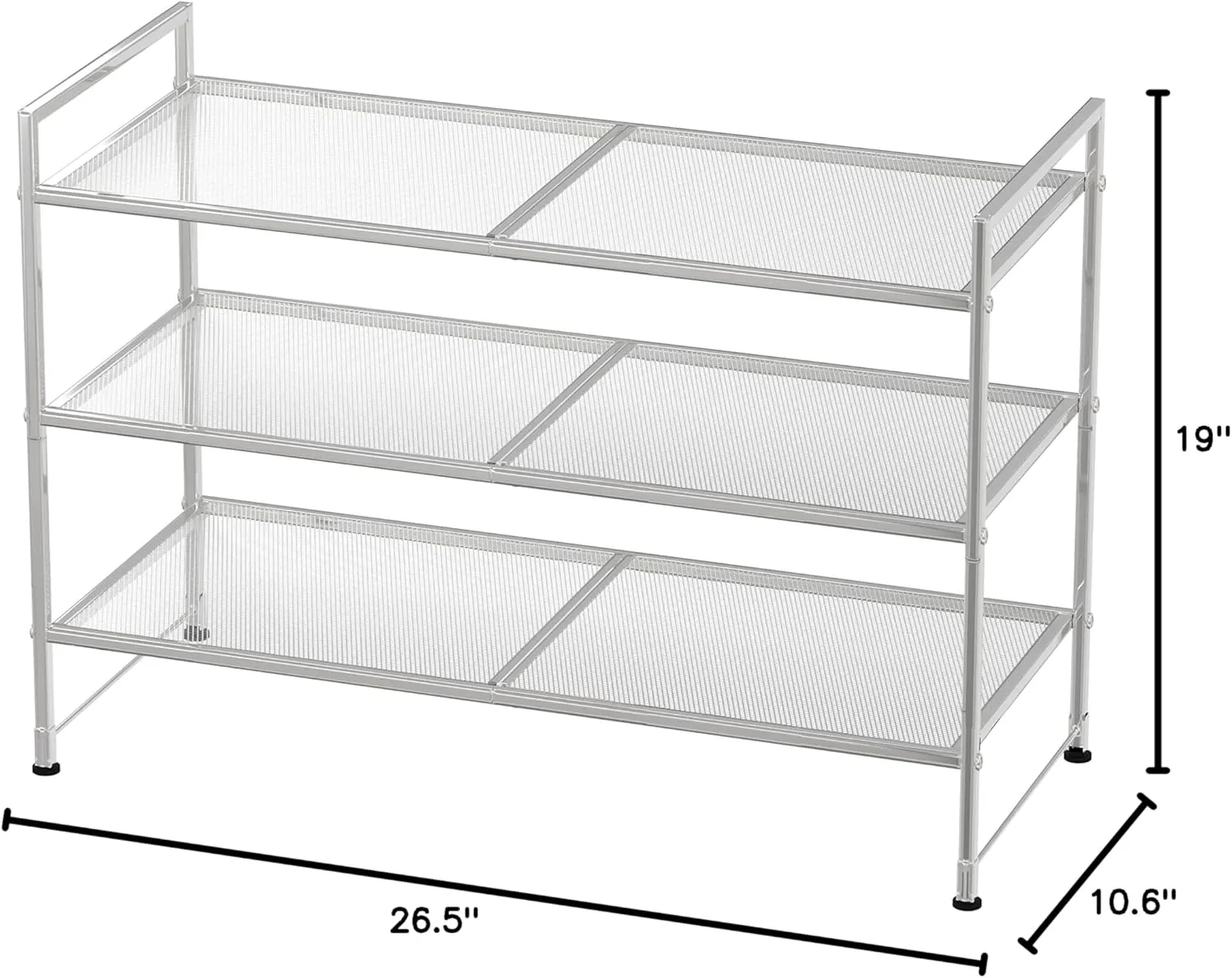 Simple Houseware 3-Tier Stackable Mesh Shoe Rack, Silver
