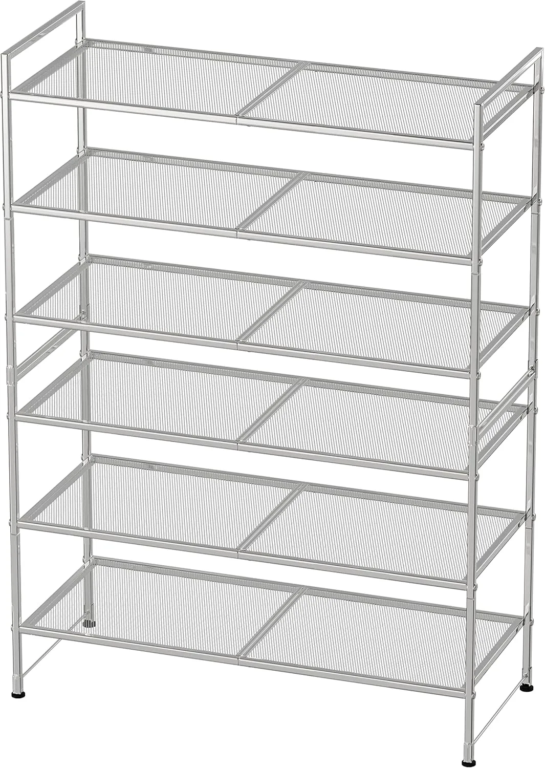 Simple Houseware 3-Tier Stackable Mesh Shoe Rack, Silver