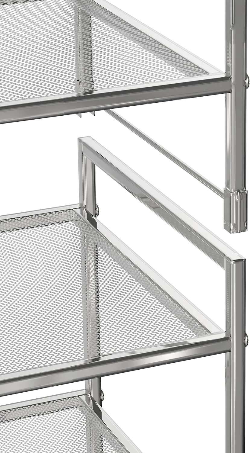 Simple Houseware 3-Tier Stackable Mesh Shoe Rack, Silver