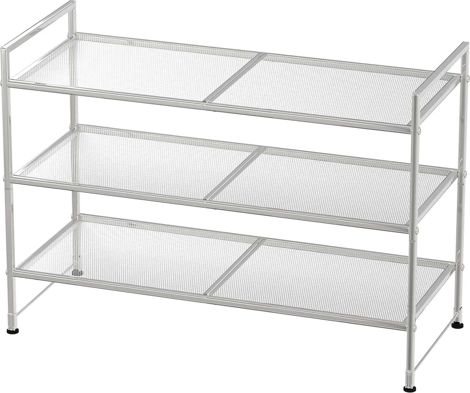 Simple Houseware 3-Tier Stackable Mesh Shoe Rack, Silver