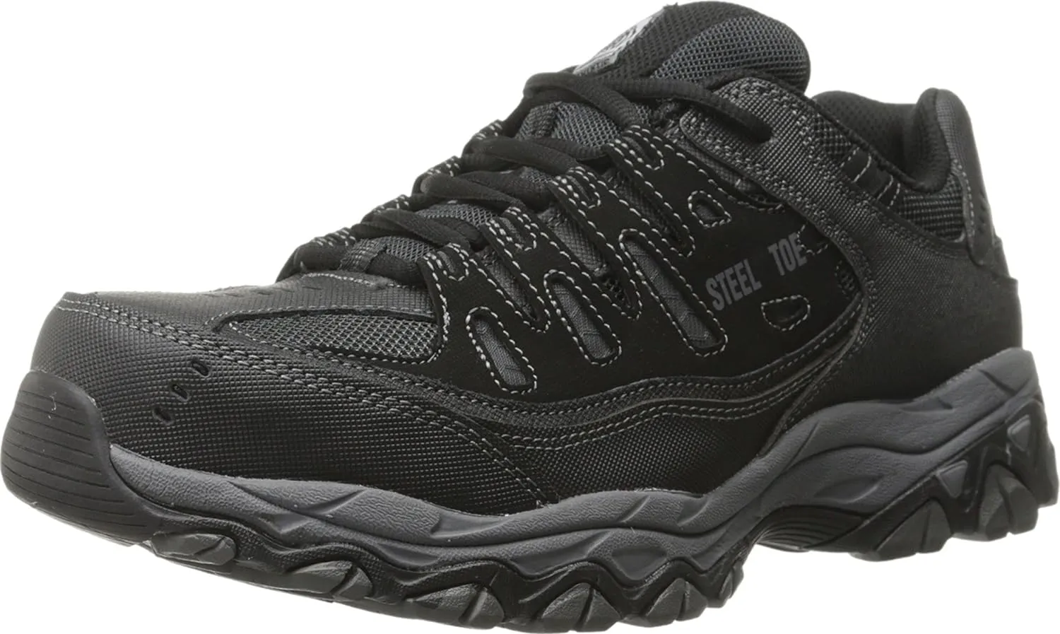 Skechers Men's Cankton Steel Toe Construction Shoe – Electrical Hazard Rated, Memory Foam, Black/Charcoal, 11 Wide