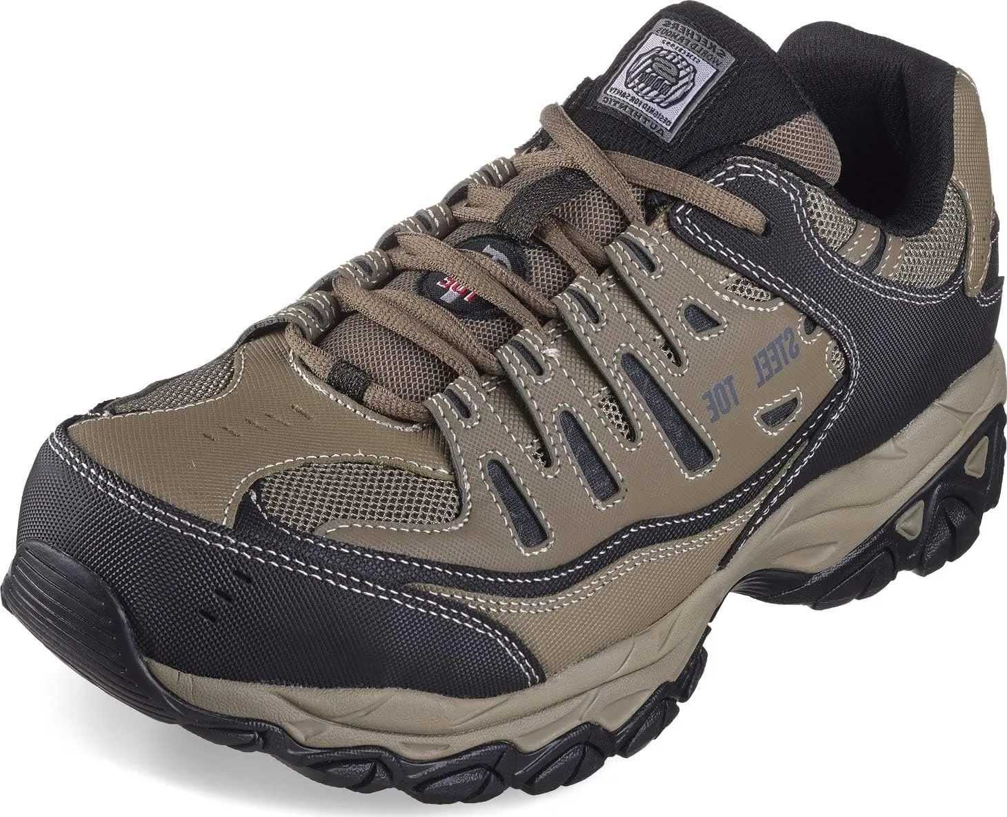 Skechers Men's Cankton Steel Toe Construction Shoe – Electrical Hazard Rated, Memory Foam, Pebble/Black, 11 Wide