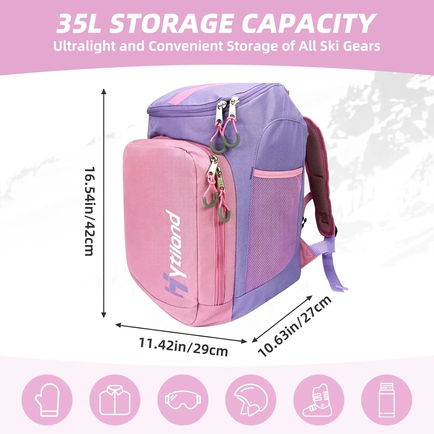 Ski Boot Bag - 32L Ski & Snowboard Boot Travel Backpack for Boots, Helmet, Goggles & Snowsuits