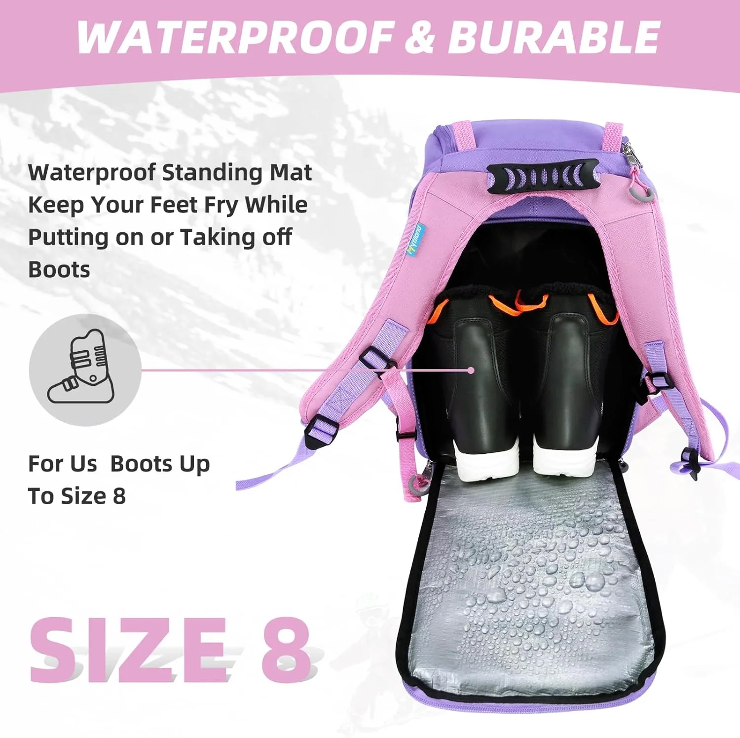 Ski Boot Bag - 32L Ski & Snowboard Boot Travel Backpack for Boots, Helmet, Goggles & Snowsuits