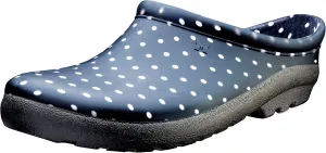 Sloggers Waterproof Garden Clogs for Women – Traditional Garden Clogs with Premium Comfort Support Insole, (Black & White Polka Dot), (Size 6)