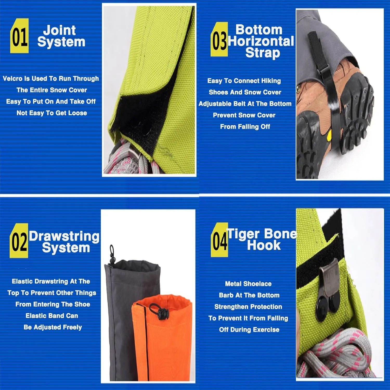 Snow Gaiters Leg Gaiters Hiking Boot Snow Gaiters Adjustable Snow Boot Gaiters Leg Gaiters,TPU Buckle Strap