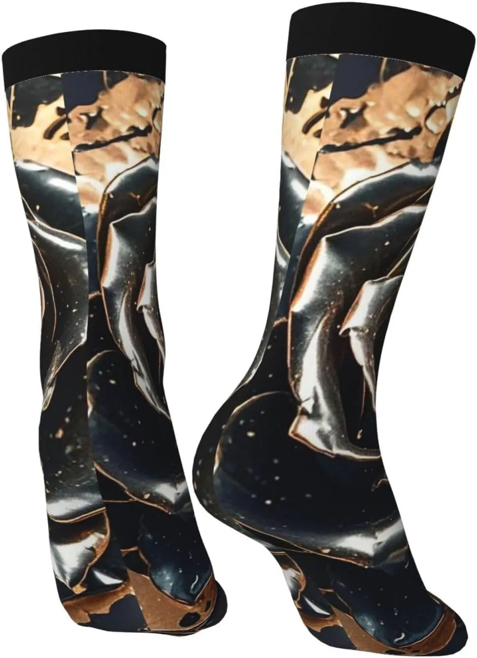 Socks for Women Men Breathable Moisture Wicking Boot Socks Black rose gold Marble Warm Calf Socks