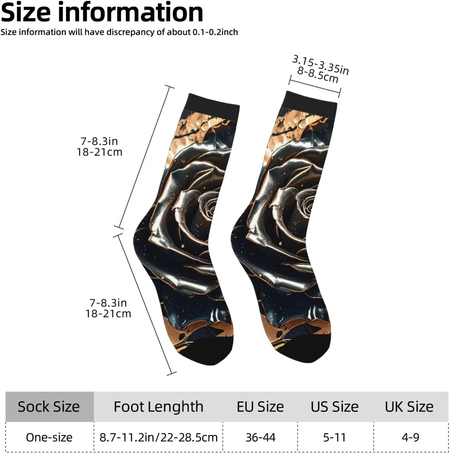 Socks for Women Men Breathable Moisture Wicking Boot Socks Black rose gold Marble Warm Calf Socks