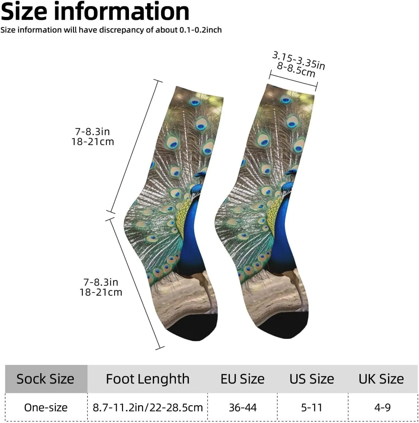 Socks for Women Men Breathable Moisture Wicking Boot Socks Blue Peacock Warm Calf Socks