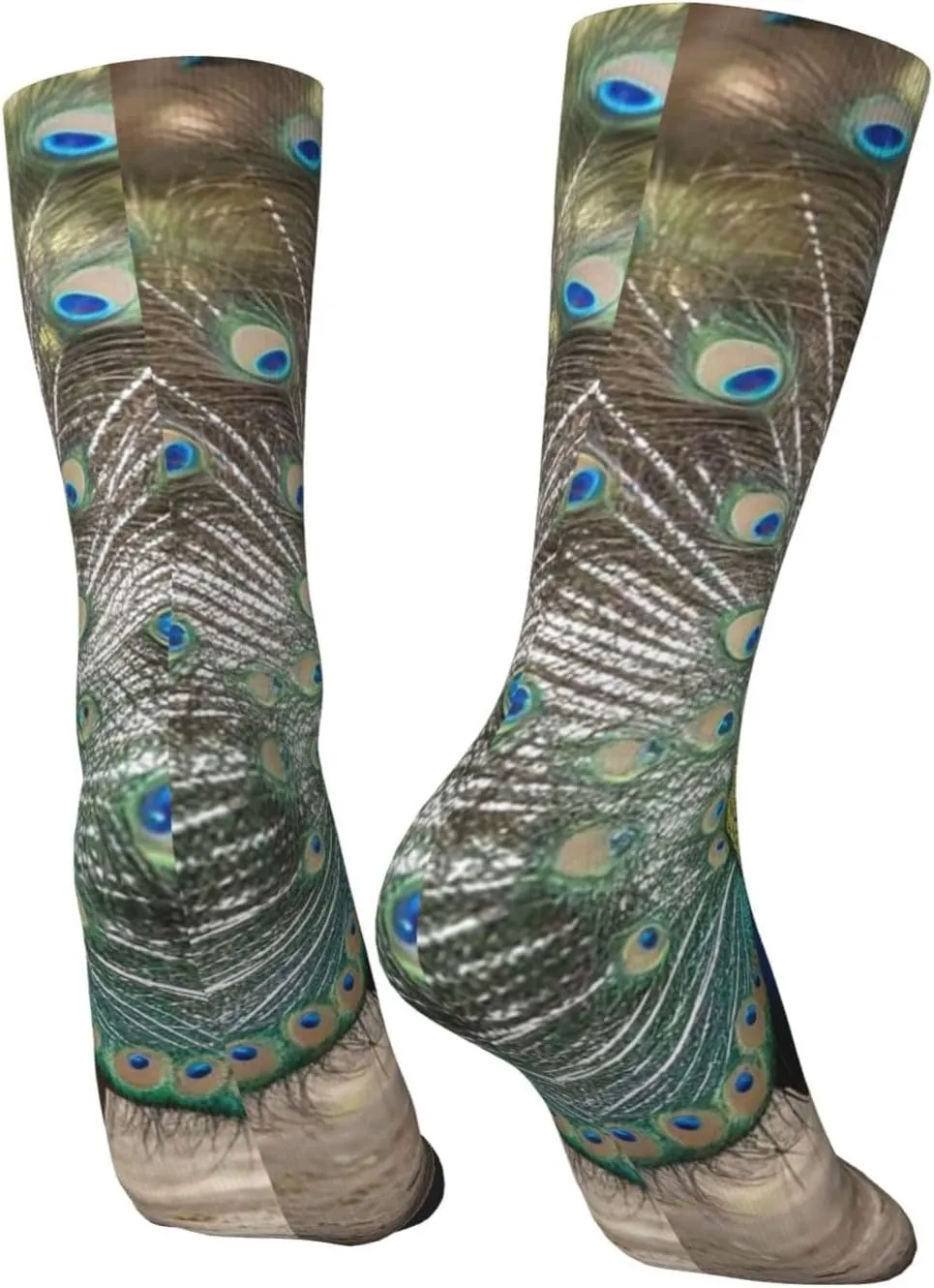 Socks for Women Men Breathable Moisture Wicking Boot Socks Blue Peacock Warm Calf Socks