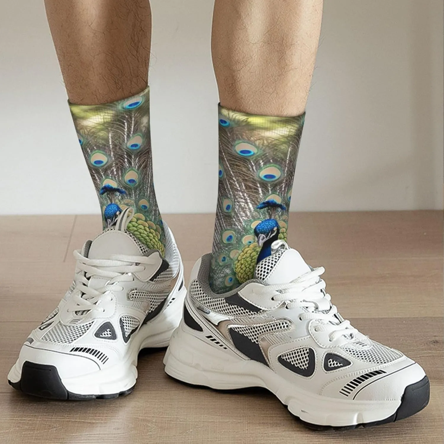 Socks for Women Men Breathable Moisture Wicking Boot Socks Blue Peacock Warm Calf Socks