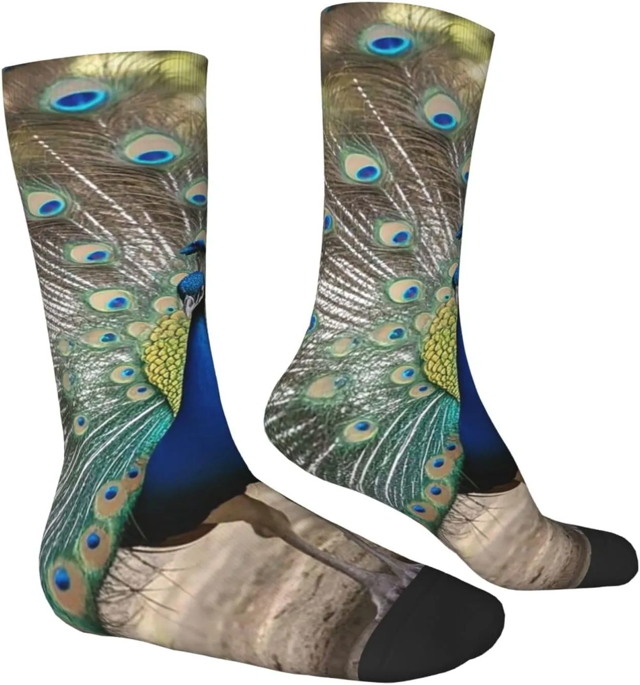 Socks for Women Men Breathable Moisture Wicking Boot Socks Blue Peacock Warm Calf Socks
