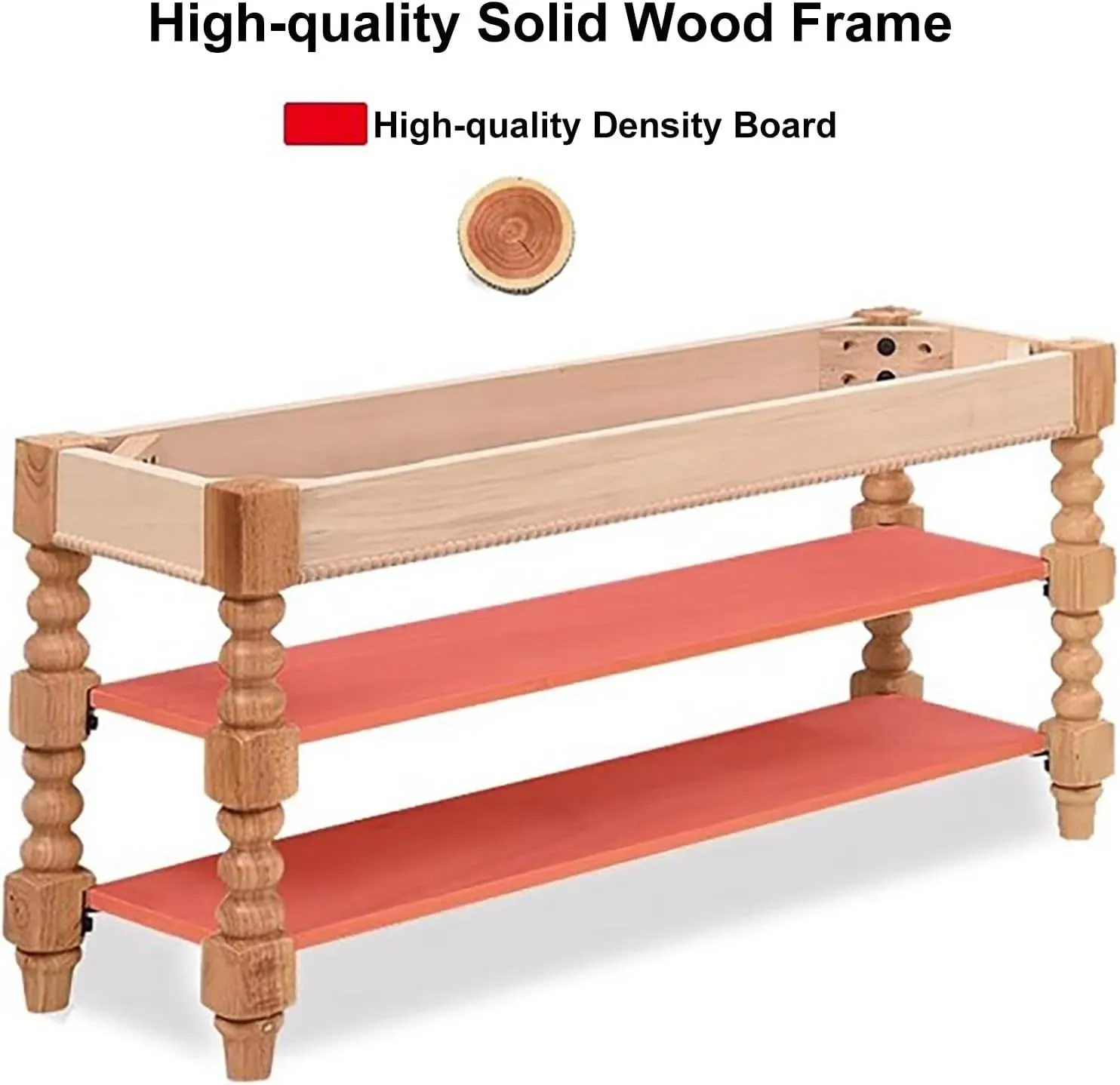 Solid Wood 2 Tier Shoe Rack Bench with Flip Top & Padded Cushion Entryway Storage Stool