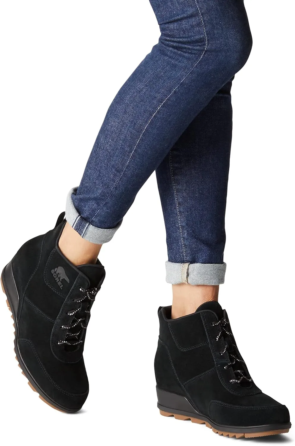 Sorel Women's Evie Sport Lace Bootie — Waterproof Suede & Leather — Wedge Ankle Sneaker — Booties