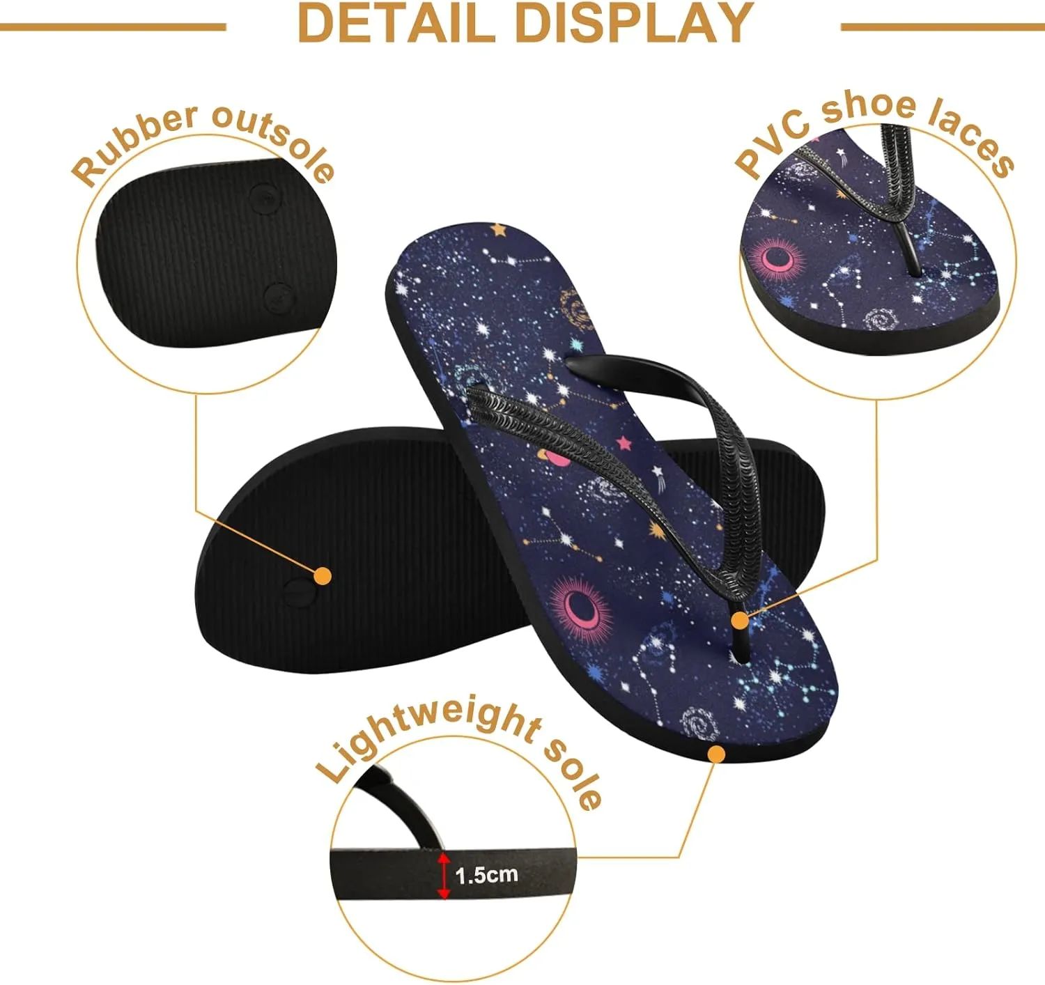 Space Galaxy Constellation Womens Flip Flops Galaxy Nebula Stars Summer Beach Sandals Casual Thong Slippers Comfortable Shower Slippers Non Slip Water Sandals shoes XXL