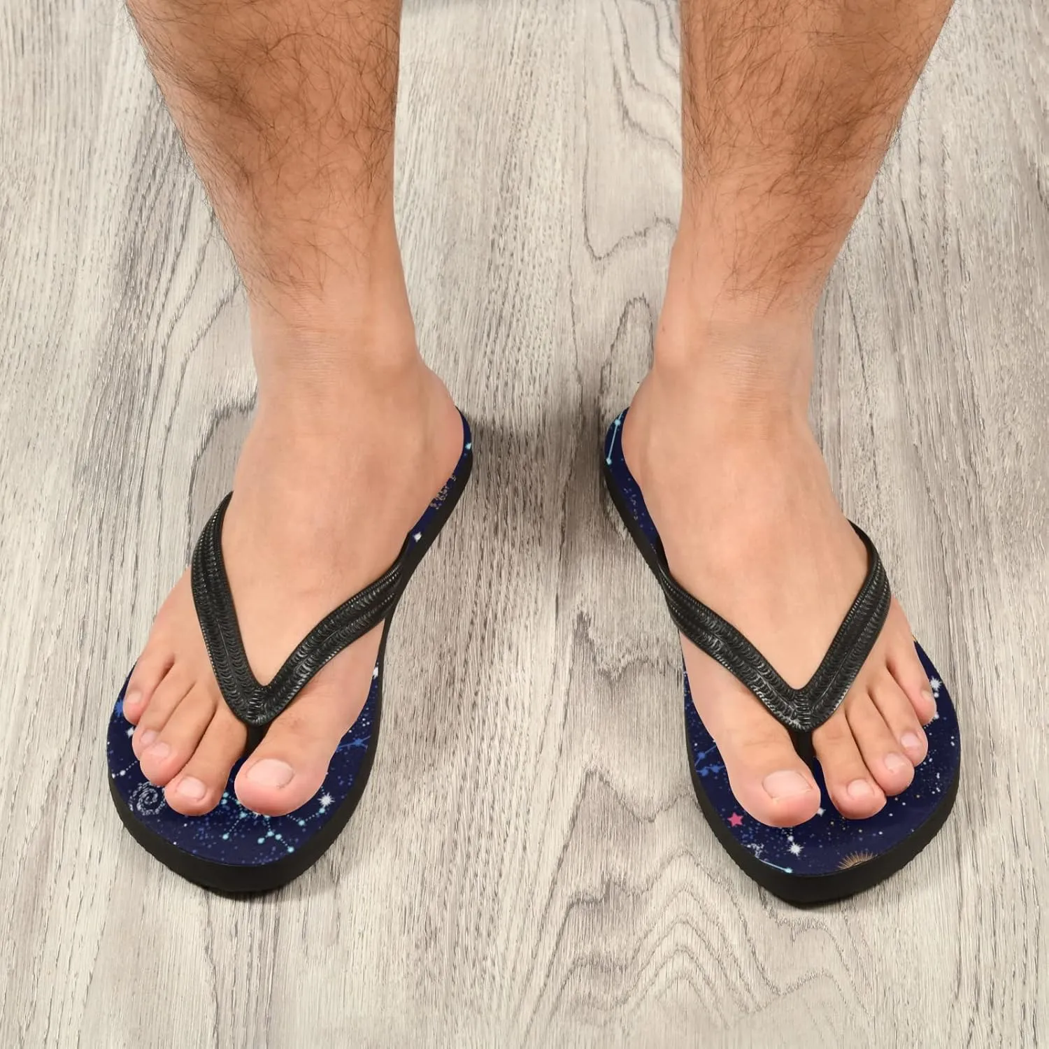Space Galaxy Constellation Womens Flip Flops Galaxy Nebula Stars Summer Beach Sandals Casual Thong Slippers Comfortable Shower Slippers Non Slip Water Sandals shoes XXL