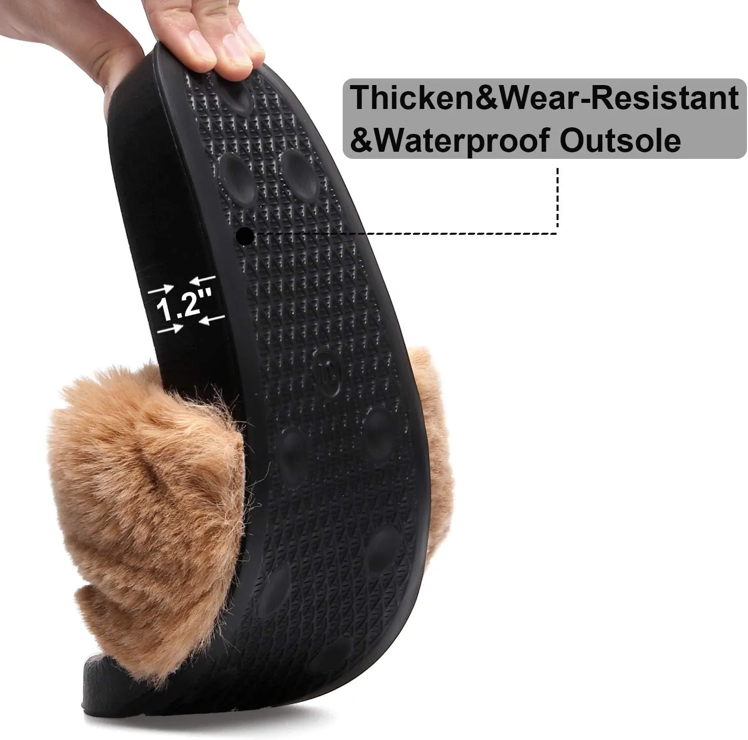 Spesoul Womens Fuzzy Slides Open Toe Furry Slide Slippers Indoor Outdoor Slides Sandals Casual Flat Fluffy House Slippers