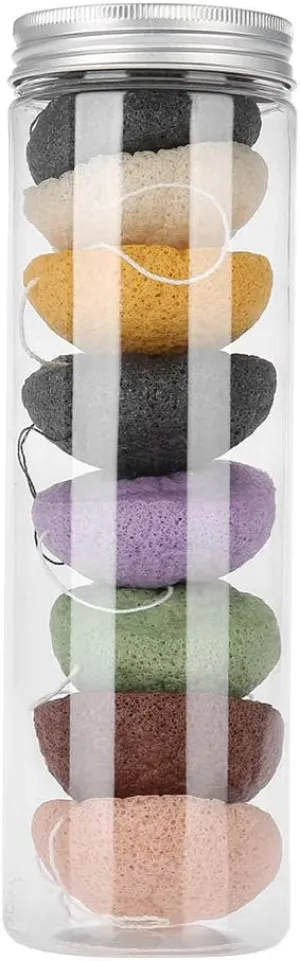 Sponge Set, 8pcs Color Round Type Wash Face Flutter Facial Care Body Sponges Gentle Exfoliating, Deep Cleansing, for Sensitive, Oily & Prone Skin