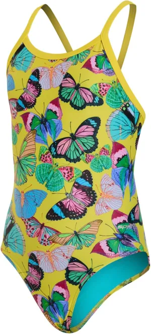 Sporti Thin Strap Girls' Athletic One-Piece Swimsuit – Multi Color Competitive Bathing Suit Swimwear for Youth Swimmers