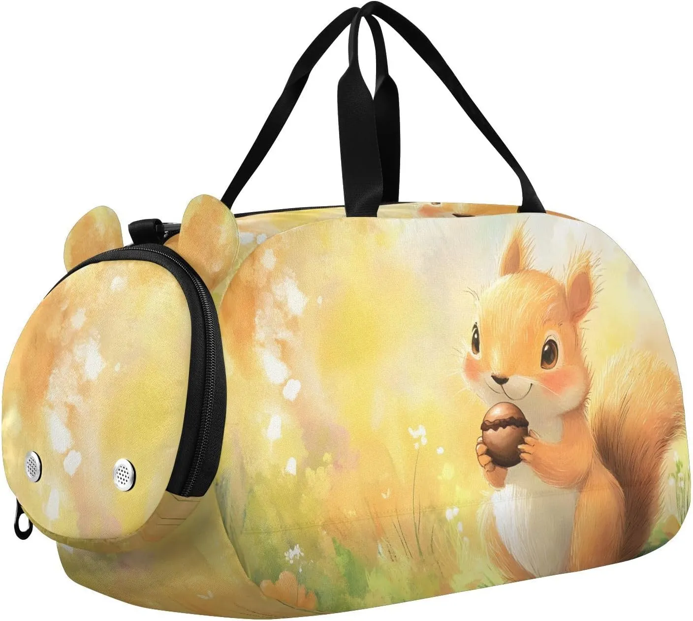 Squirrel in Autumn Scene Youth Sports Duffel Bag with Ventilated Shoe Compartment|All-Season Lightweight Travel Gym Bag for Girls & Boys|Water-Resistant Gear Bag