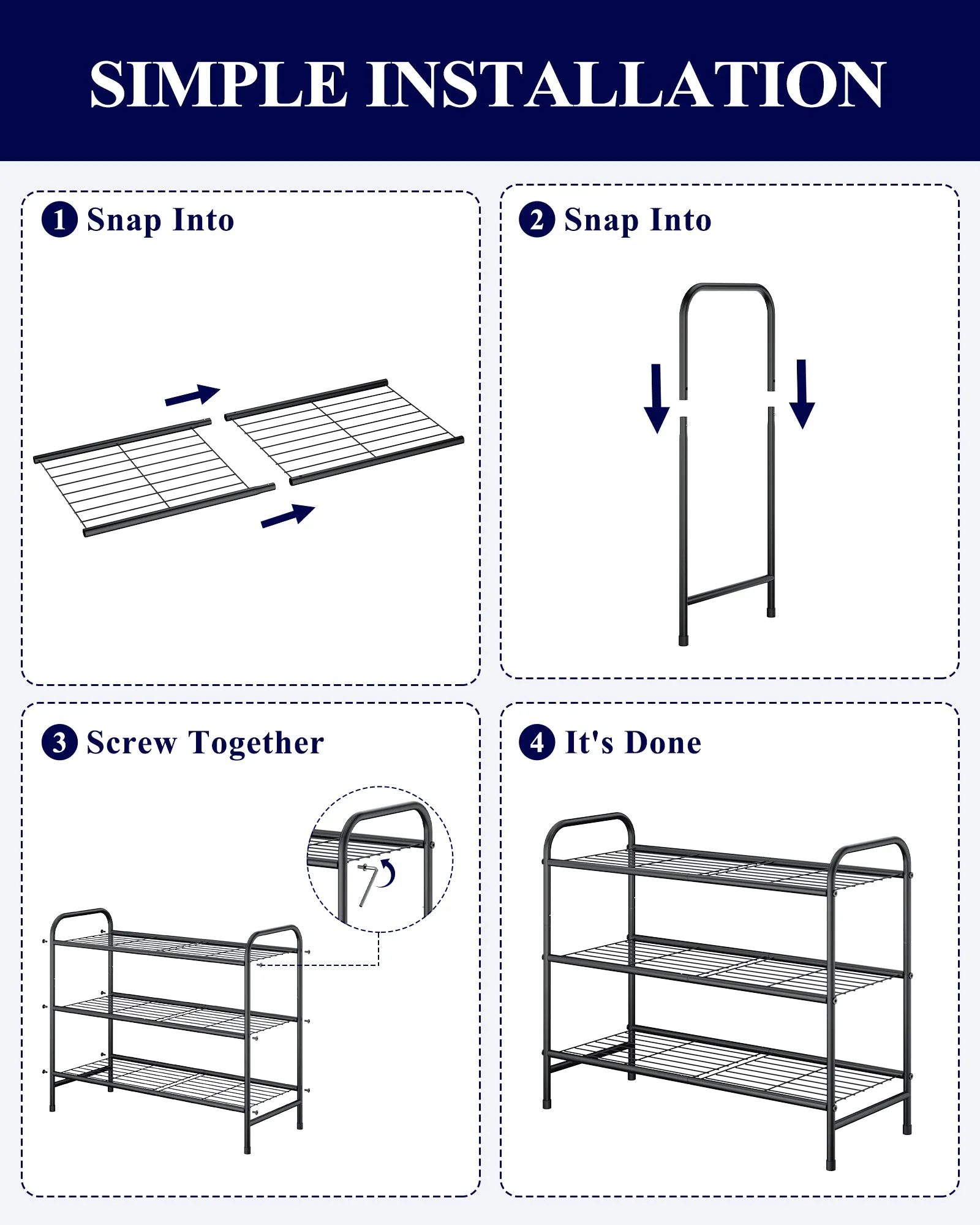 Stainless Steel Shoe Organizer, Sturdy Shoe Rack