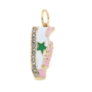 Star Sneaker Charm in White & Light Pink