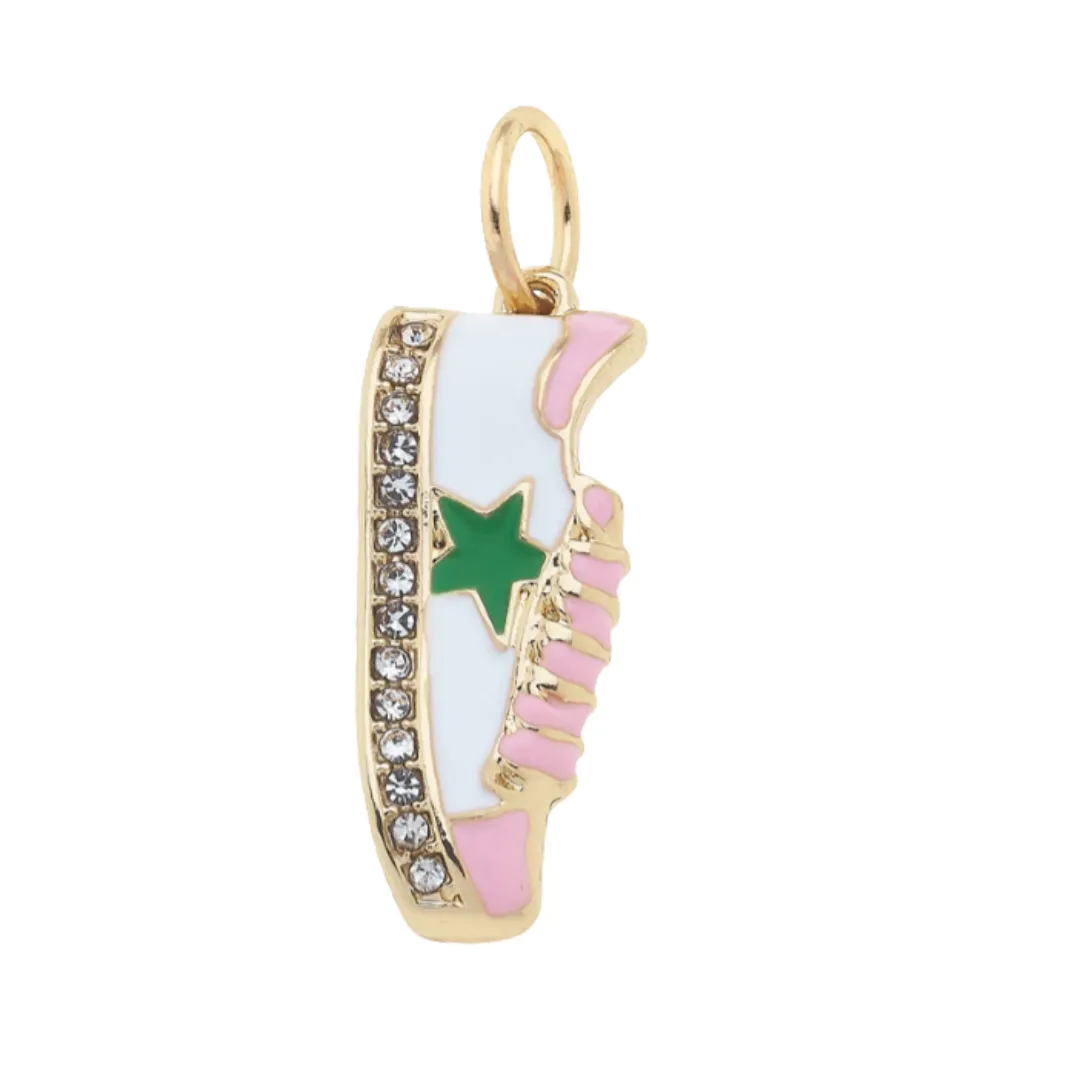 Star Sneaker Charm in White & Light Pink