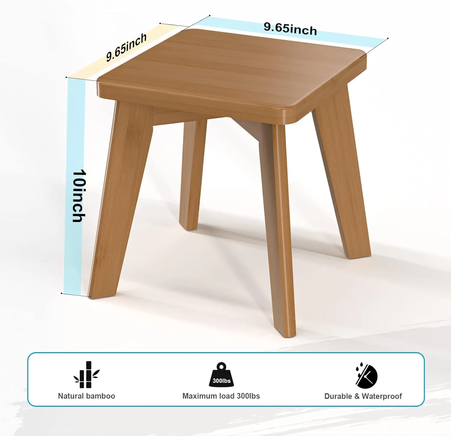 Step Stool Kitchen Bathroom Bedroom for Kids and Adults Wooden Foot Rest Stools Sturdy Bamboo Wood One Small Stool 10 inch
