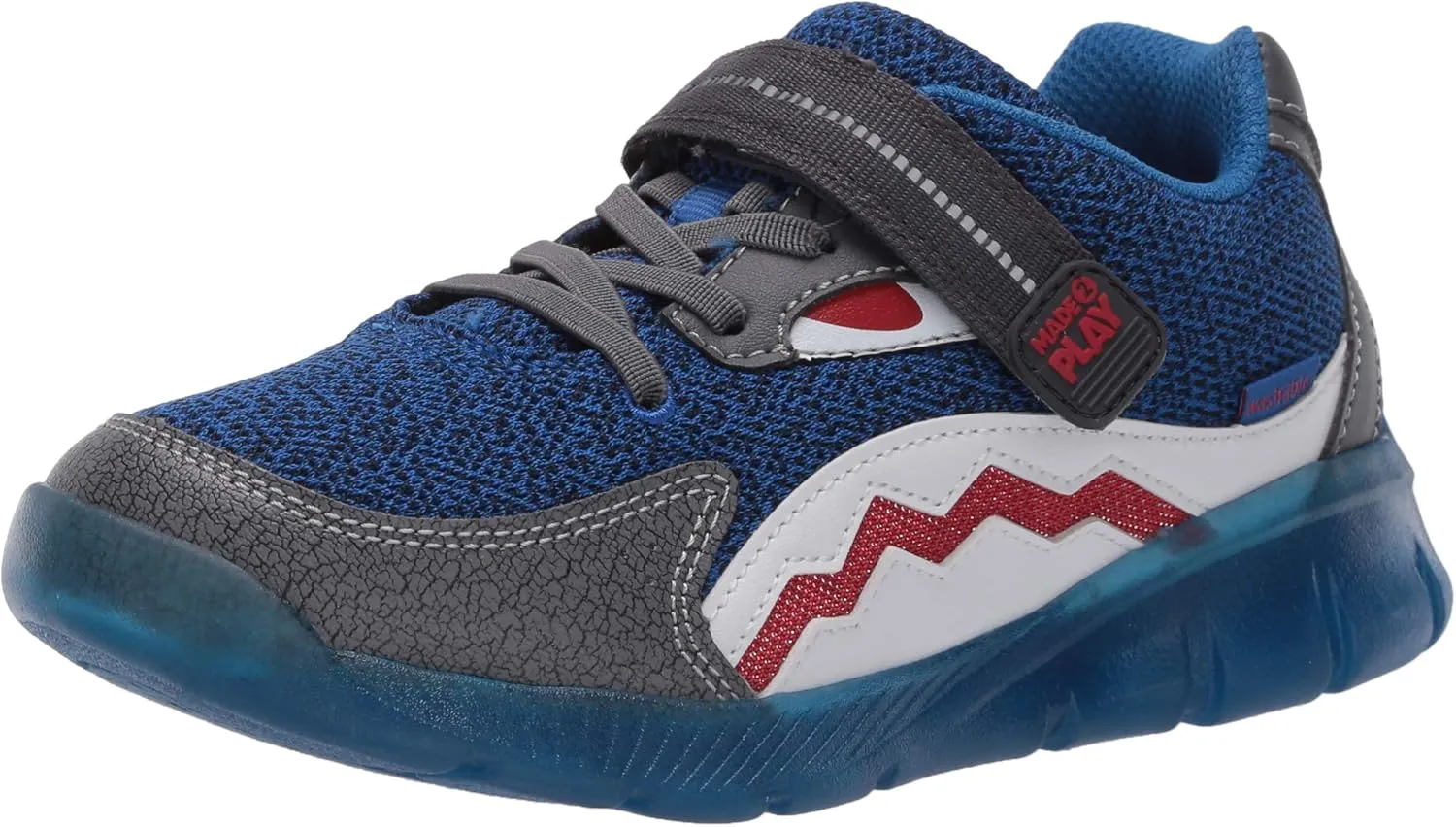 Stride Rite boys Lighted Shark Sneaker, Black/Blue, 11.5 Little Kid US