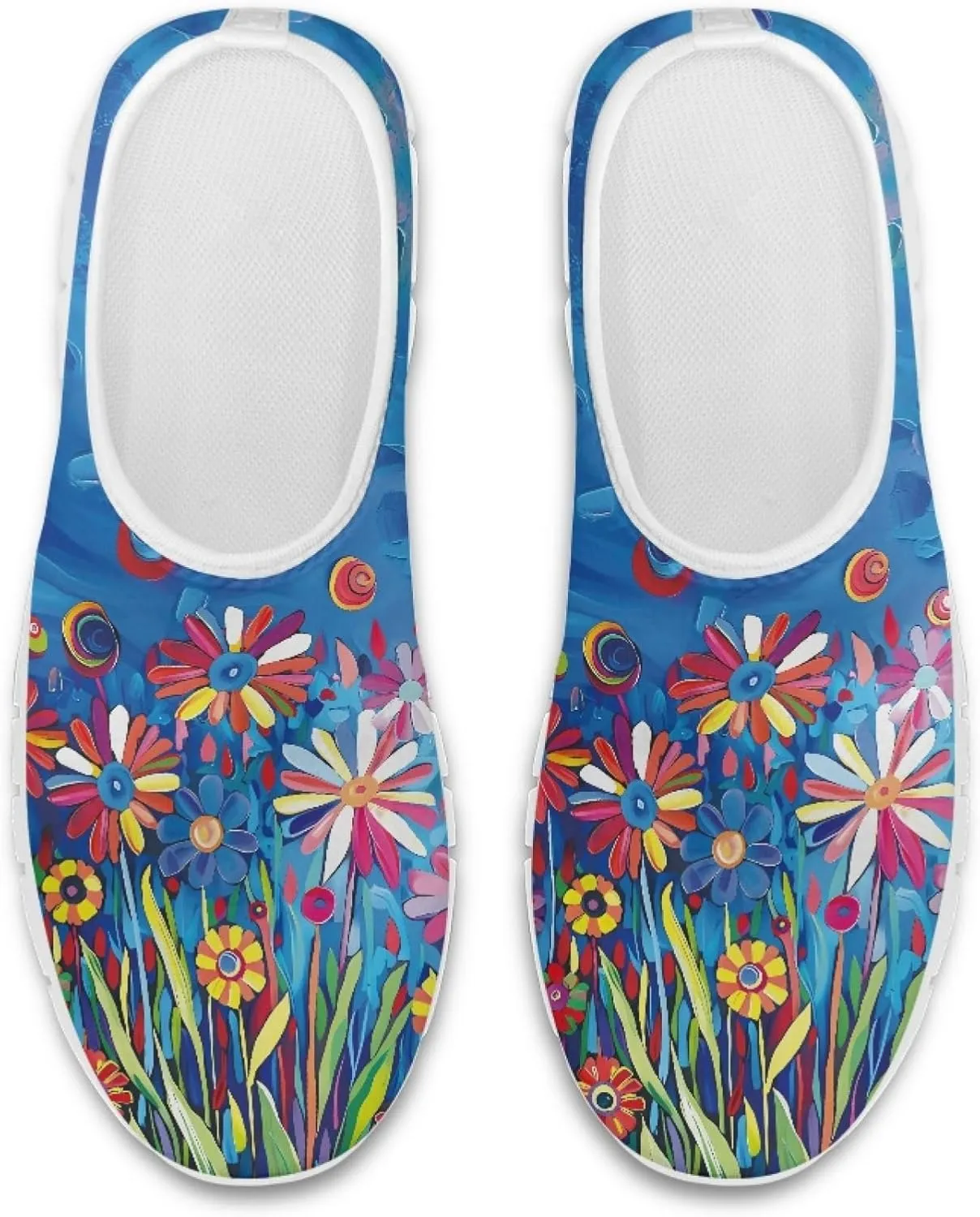 Stylish Print Women's Slip on Walking Shoes Low-Top Mesh Flat Sneaker Shoes Size 5-10.5