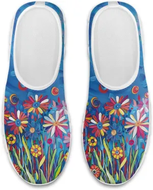 Stylish Print Women's Slip on Walking Shoes Low-Top Mesh Flat Sneaker Shoes Size 5-10.5