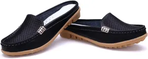 Succttssful Women's Closed Toe Mules Sandals for Walking: Backless Flats Loafers for Office - Casual Leather Mules for Girls
