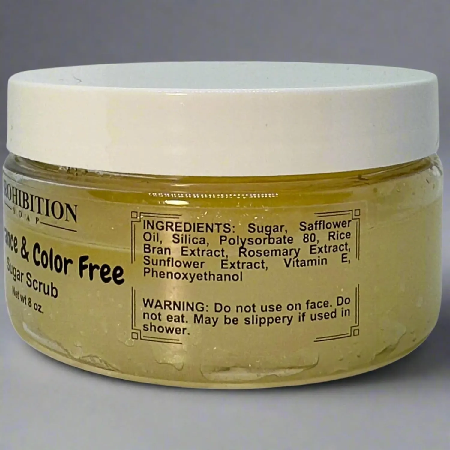 Sugar Scrub - Fragrance & Color Free - Paraben-Free Exfoliating Body Scrub Made With Pure Cane Sugar, Safflower Oil & Vitamin E 8 Oz