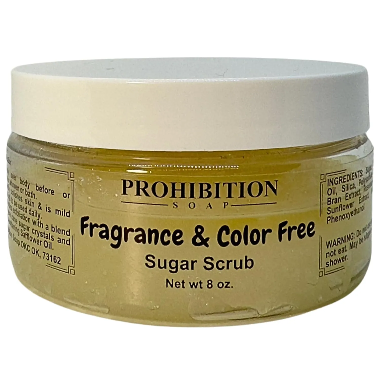 Sugar Scrub - Fragrance & Color Free - Paraben-Free Exfoliating Body Scrub Made With Pure Cane Sugar, Safflower Oil & Vitamin E 8 Oz