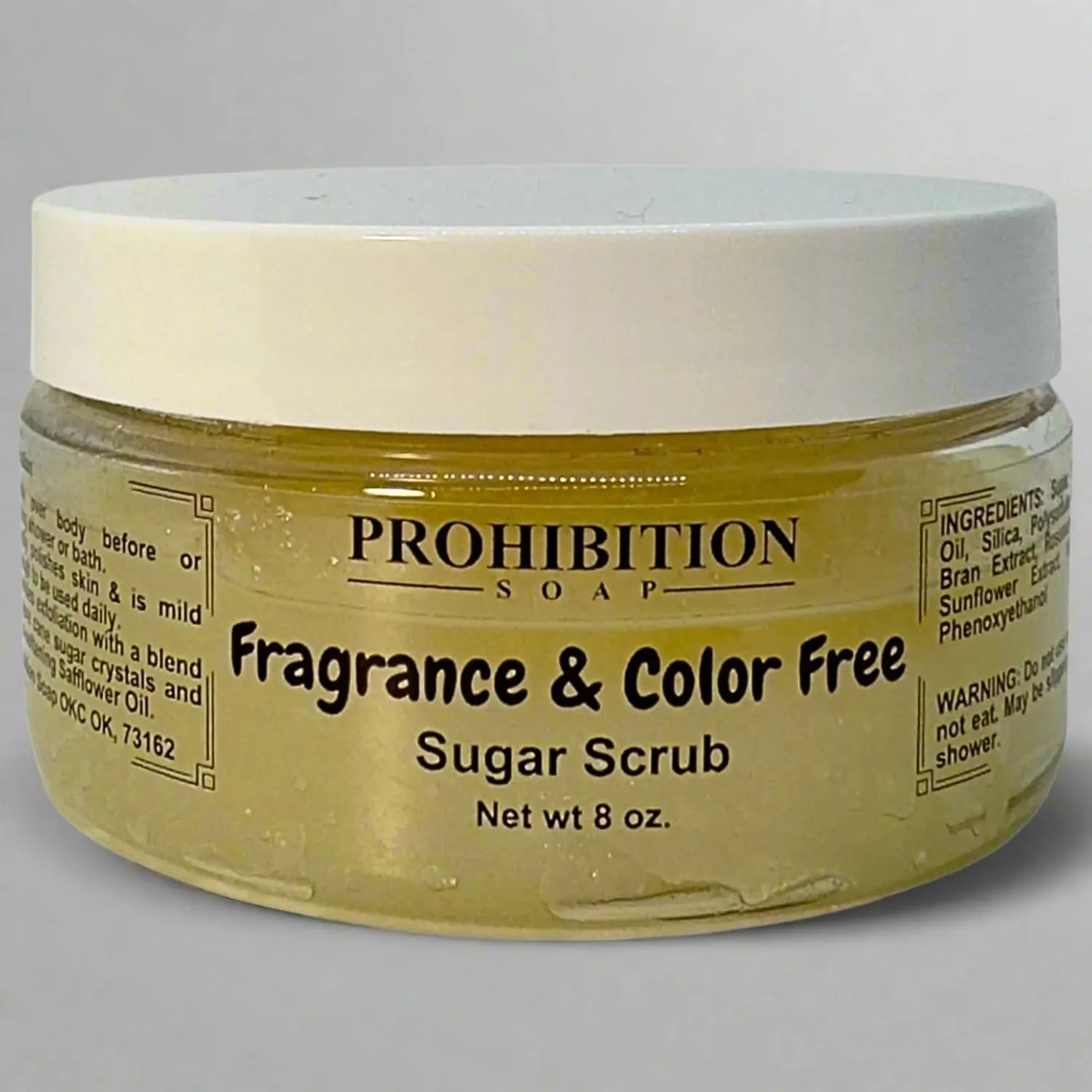 Sugar Scrub - Fragrance & Color Free - Paraben-Free Exfoliating Body Scrub Made With Pure Cane Sugar, Safflower Oil & Vitamin E 8 Oz