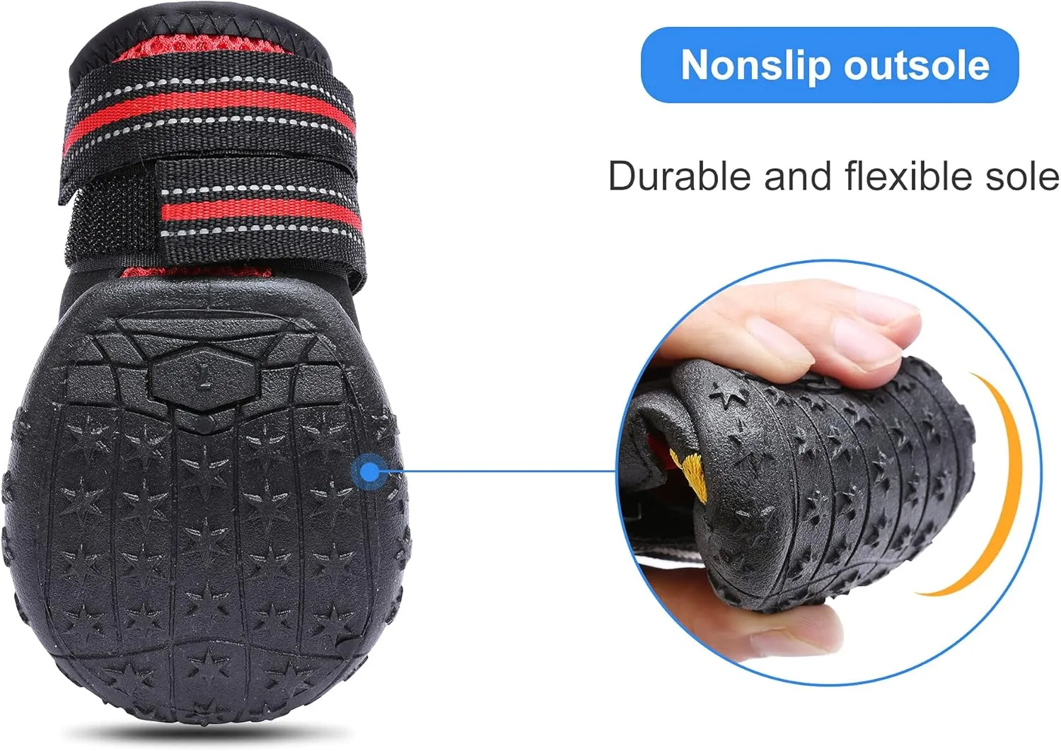 Summer Breathable Dog Boot Reflective Strap Rugged Nonslip Sole for Hot Pavement