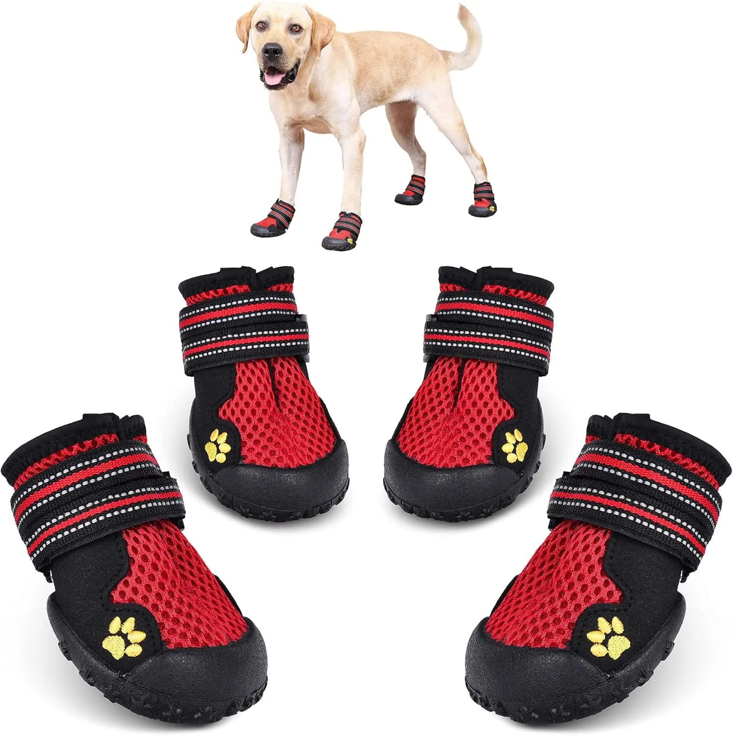Summer Breathable Dog Boot Reflective Strap Rugged Nonslip Sole for Hot Pavement
