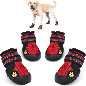 Summer Breathable Dog Boot Reflective Strap Rugged Nonslip Sole for Hot Pavement