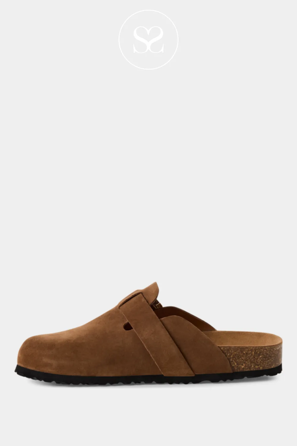 TAMARIS 1-27600-44 TAN LEATHER CLOG STYLE SLIDERS