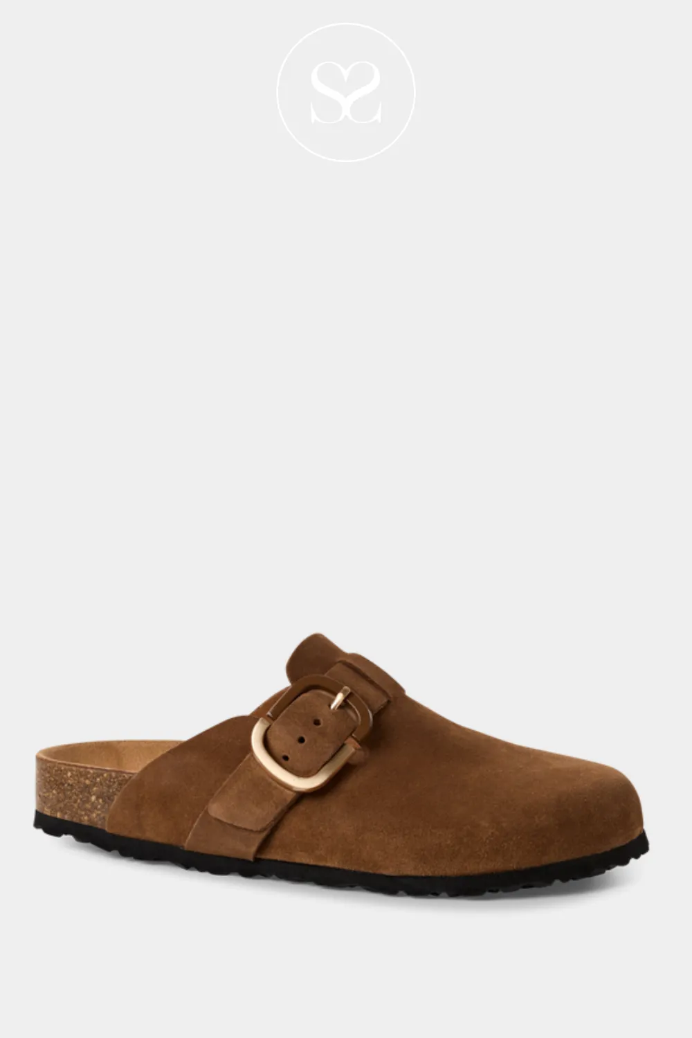 TAMARIS 1-27600-44 TAN LEATHER CLOG STYLE SLIDERS